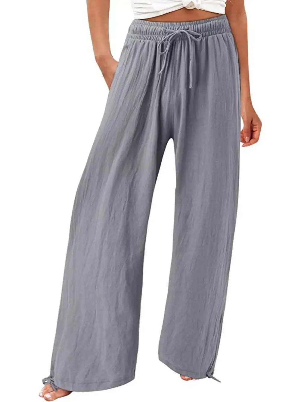Full Size Wide Leg Pants with Drawstring Waist Plus Size
