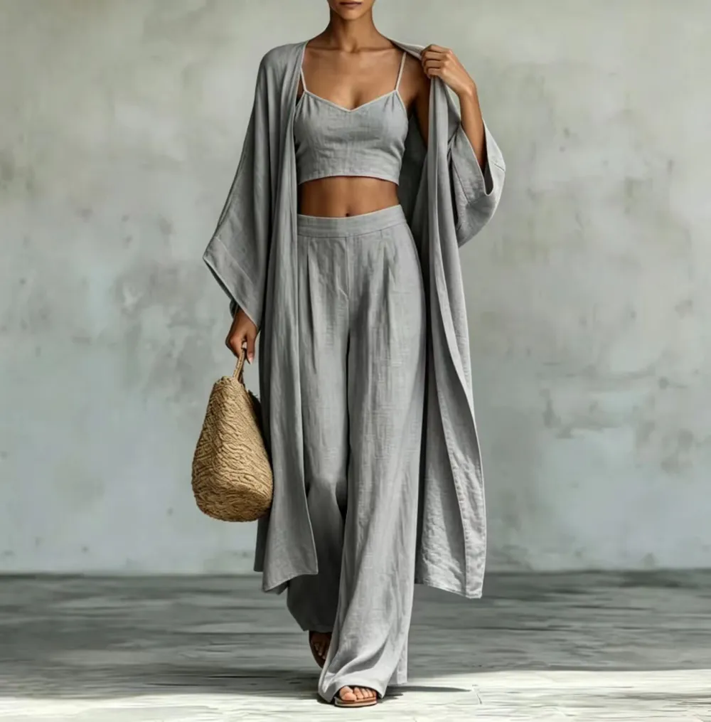 Refined Wide-Leg Long-Sleeve Women's Matching Set