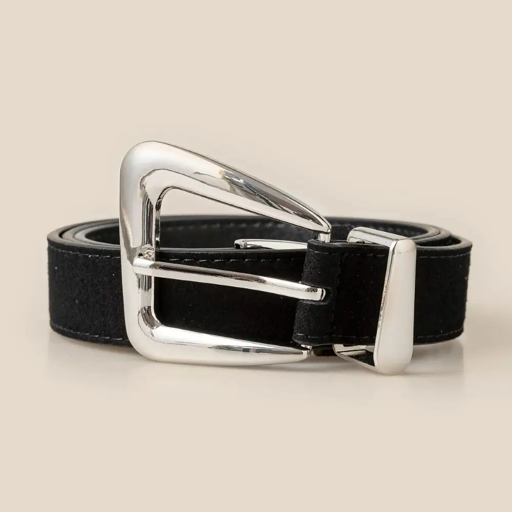 Sculpted Buckle Vegan Belt