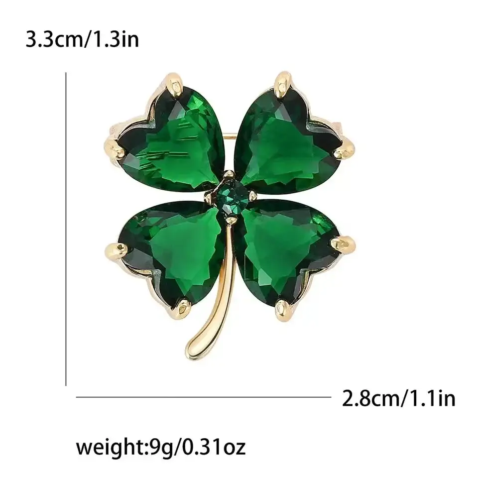 Crystal Clover Lapel Brooch