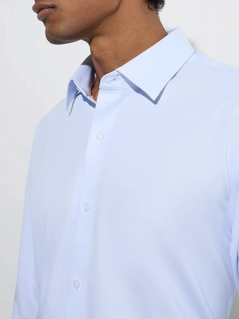 Light Blue Solid Slim-Fit Shirt