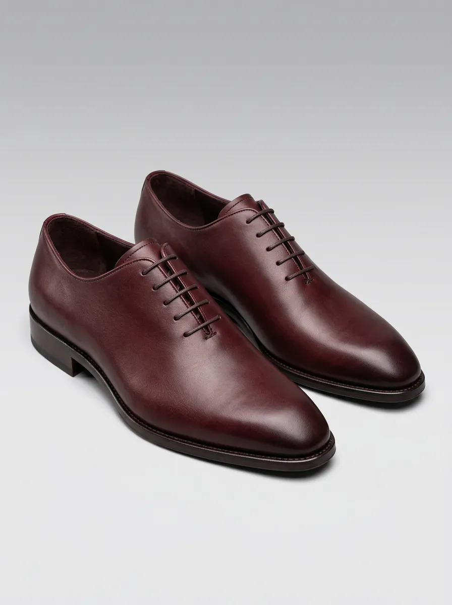 Plain Toe Minimal Detail Structured Leather Look Oxfords