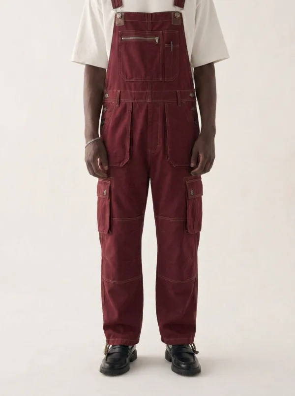 Men's Casual Utility Green Cargo Bib Overalls