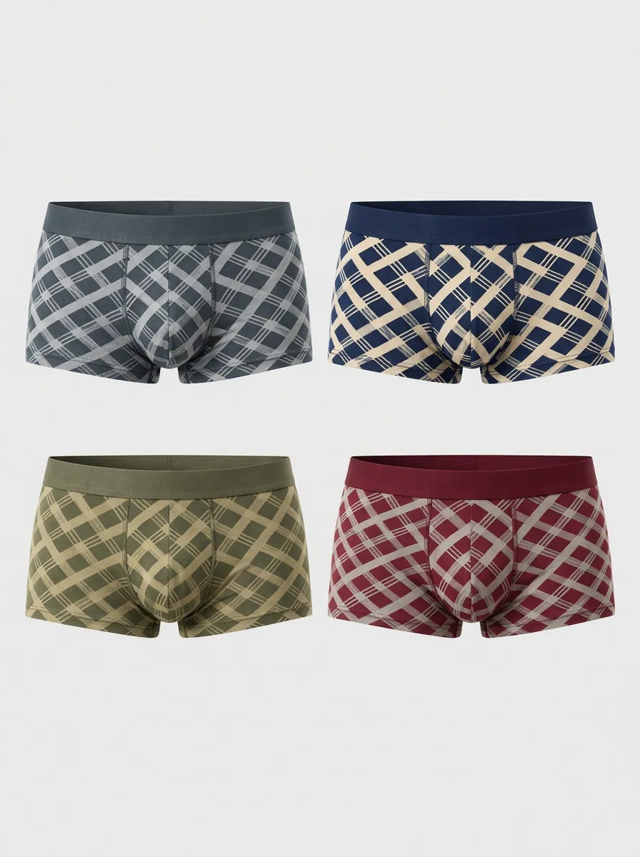 Men's Heritage Plaid Pattern Multi-Pack Tartan Printed Boxer Briefs