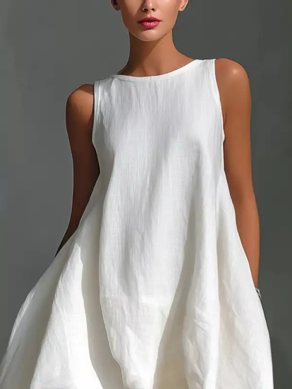 Round Neck Sleeveless Dress Casual
