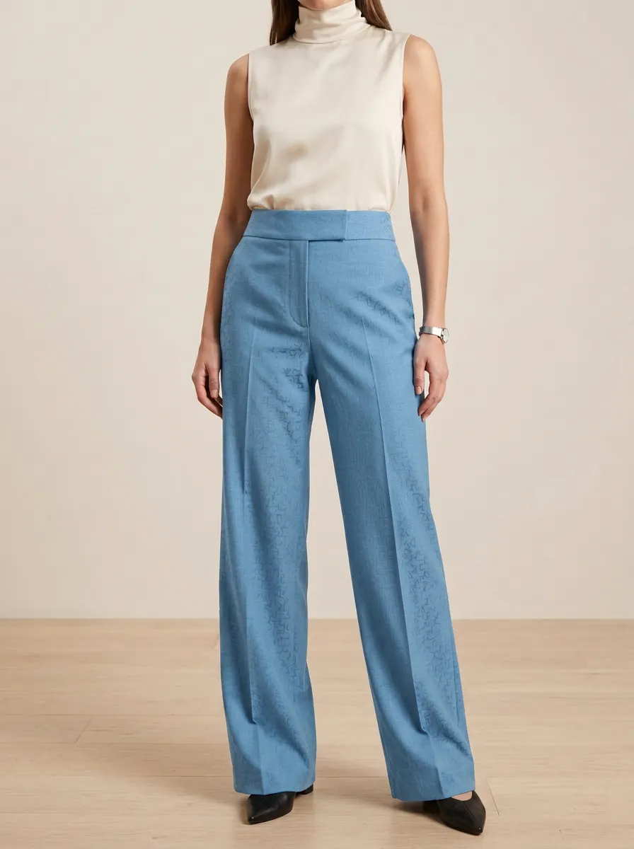 Geometric High Rise Wide Leg Trousers