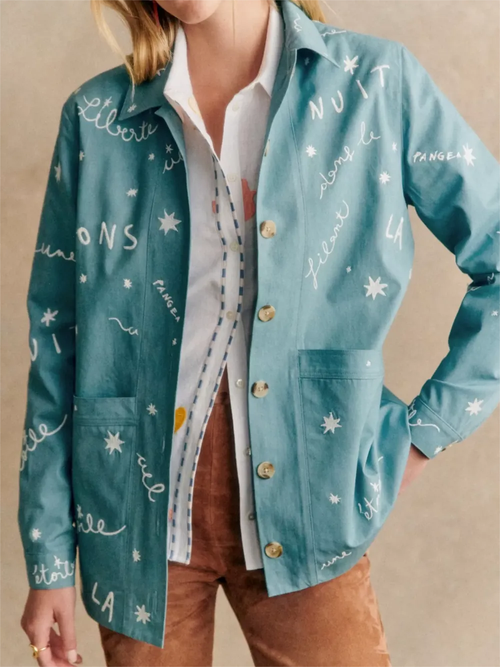 Light Blue Embroidered Denim Jacket
