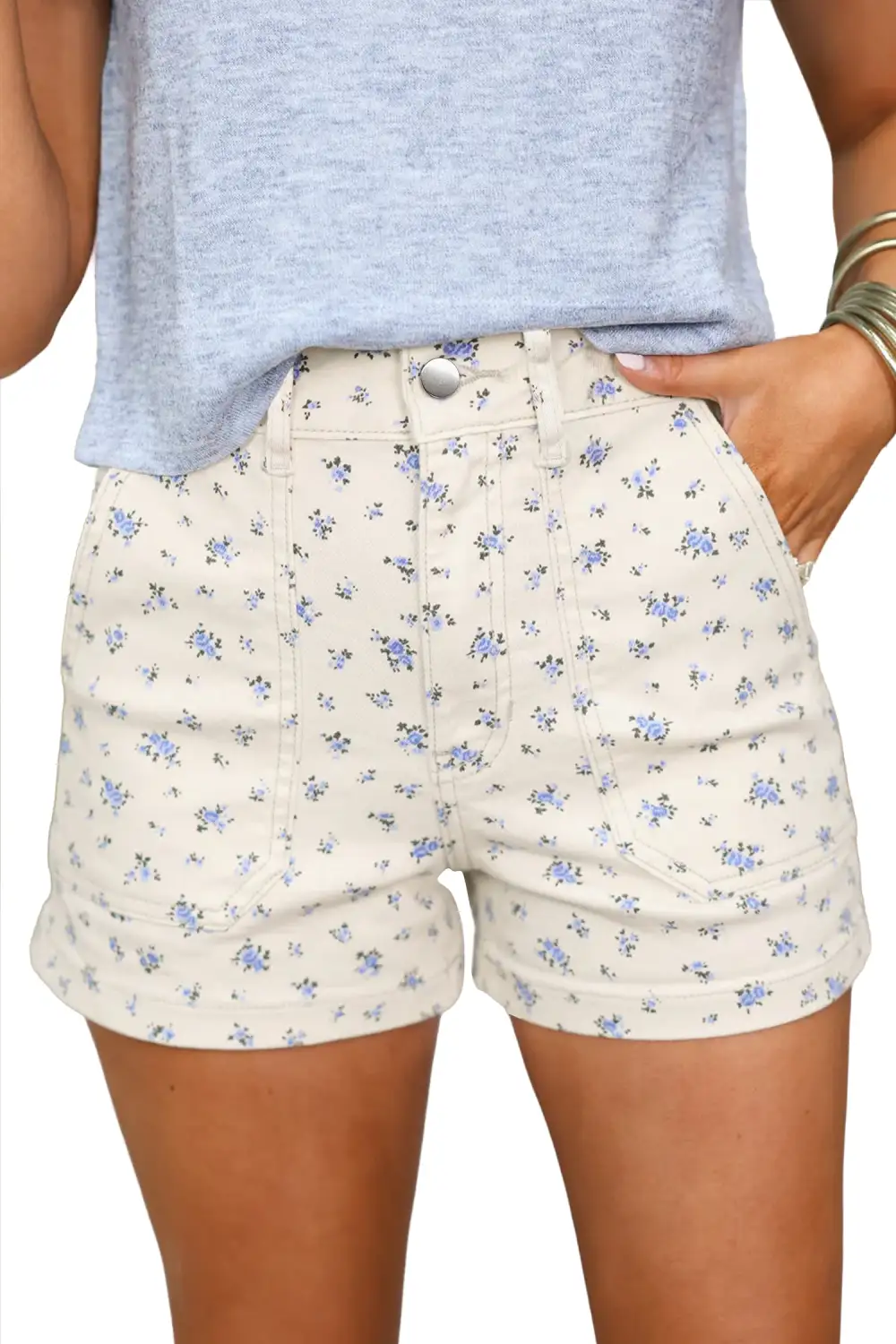 Floral Casual Cute Denim Shorts