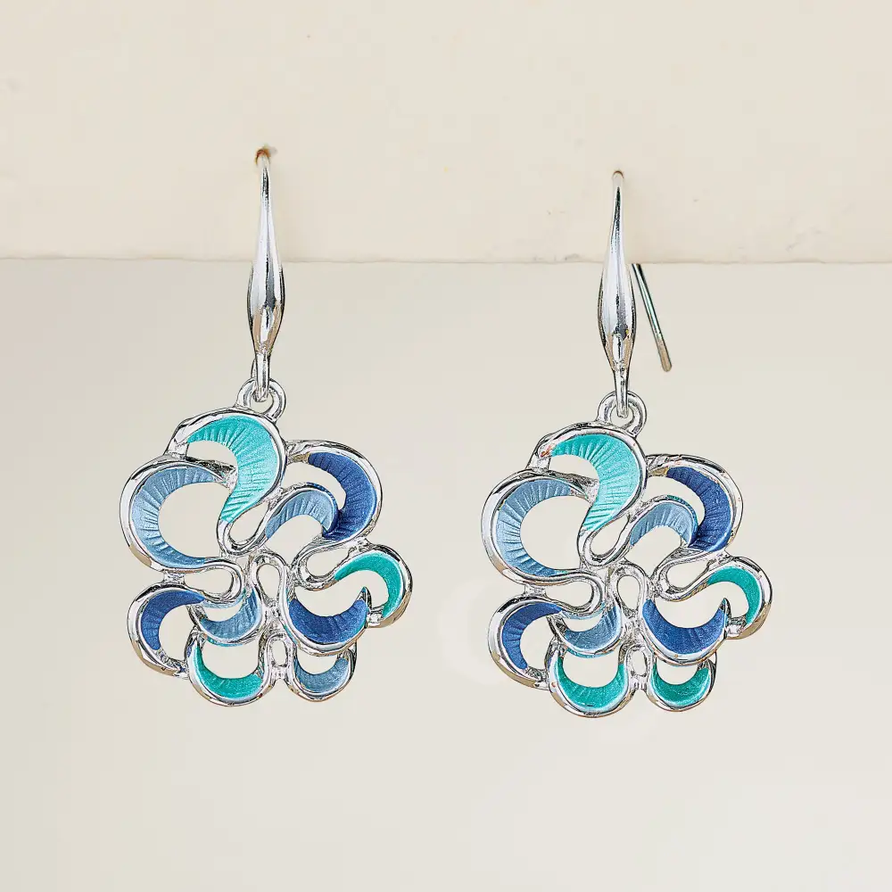 Classic Enamel Floral Drop Earrings