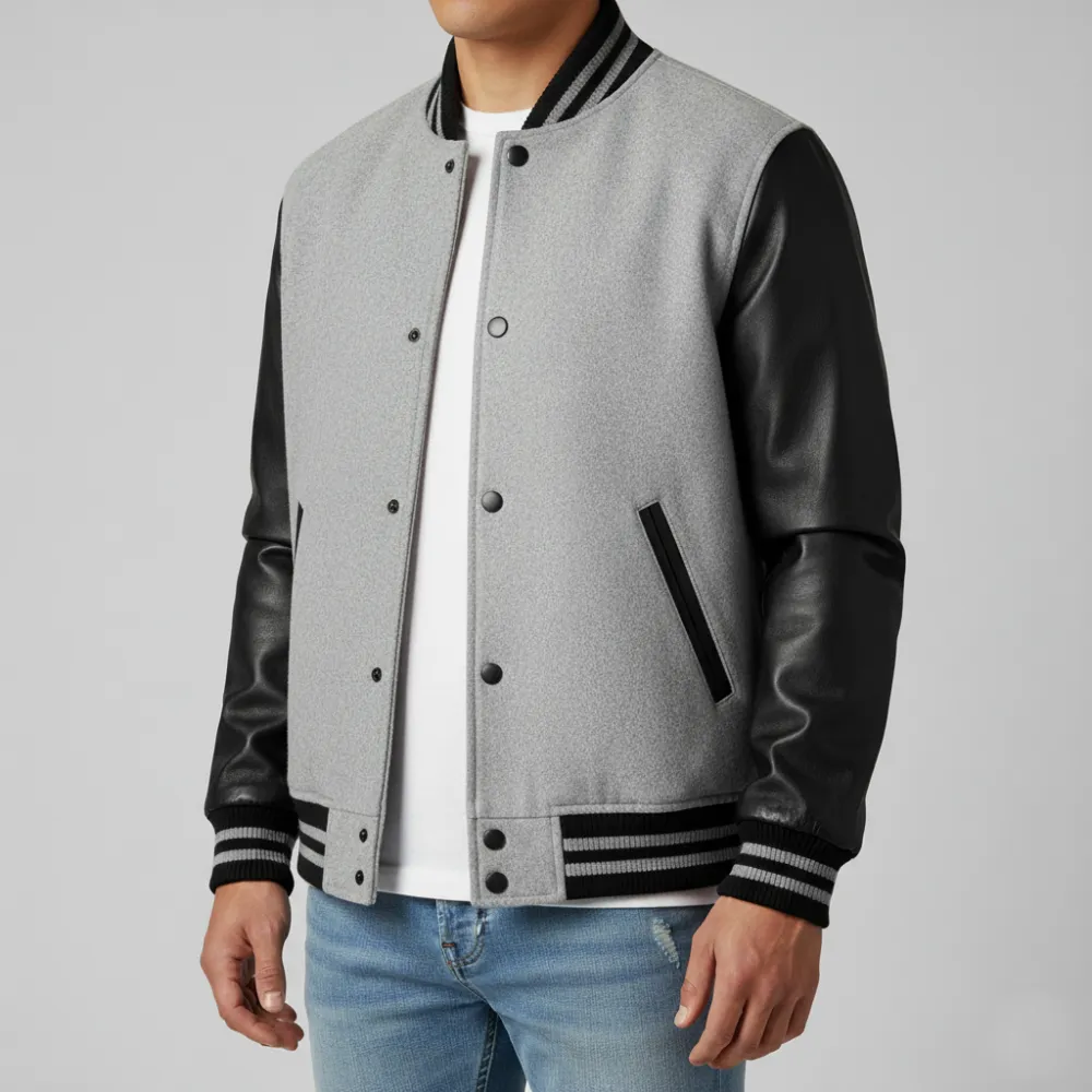 Two Tone Wool Letterman Jacket