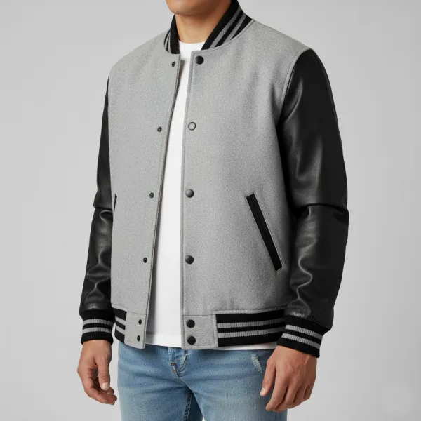 Two Tone Wool Letterman Jacket