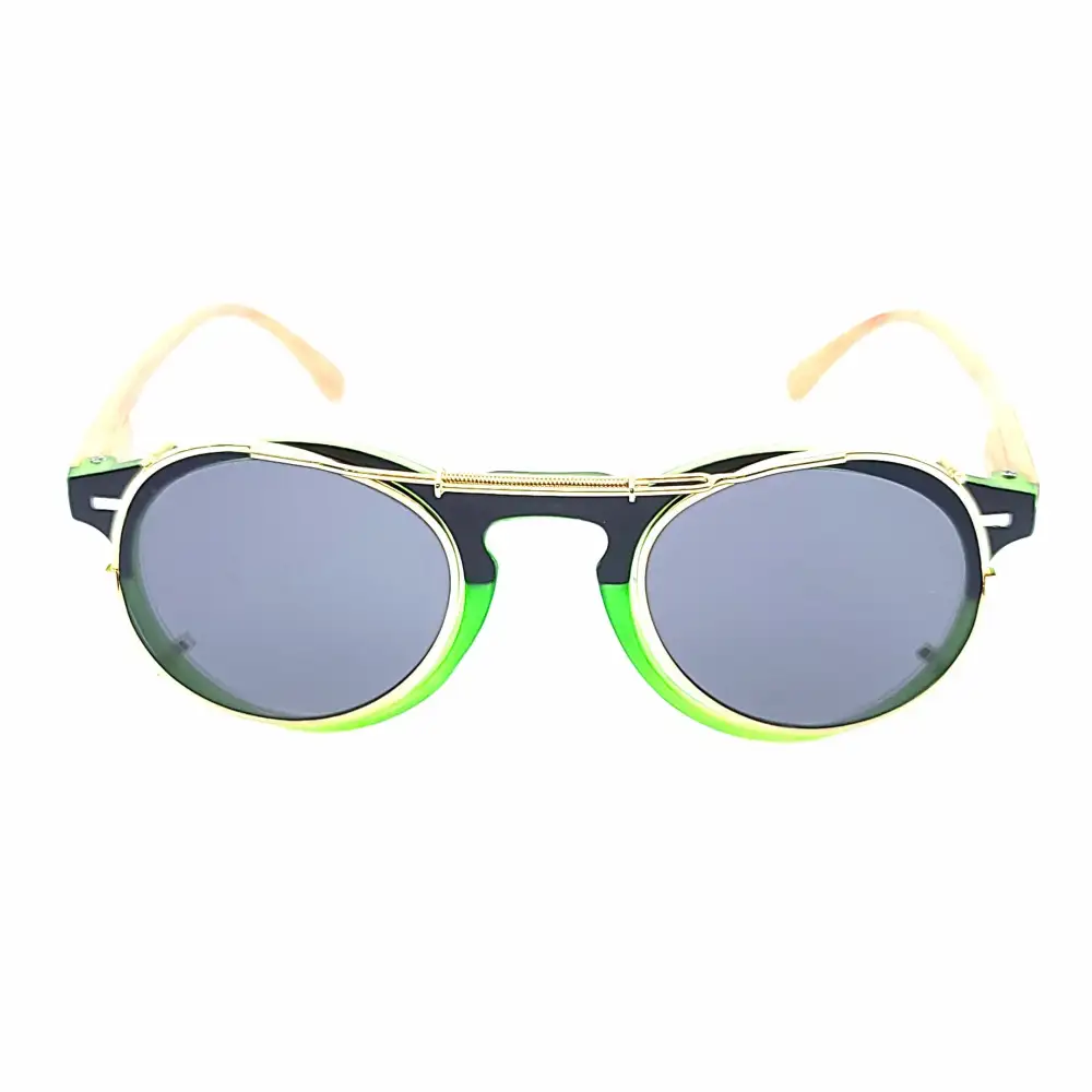 46mm Round Mirrored Clip-On Sunglasses
