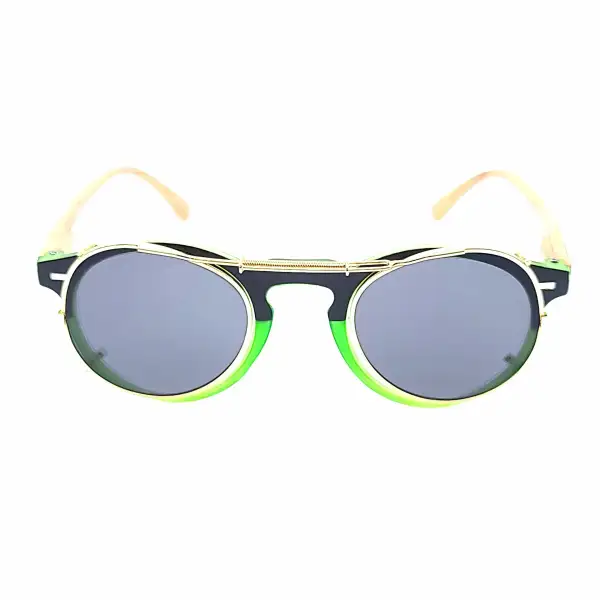 46mm Round Mirrored Clip-On Sunglasses