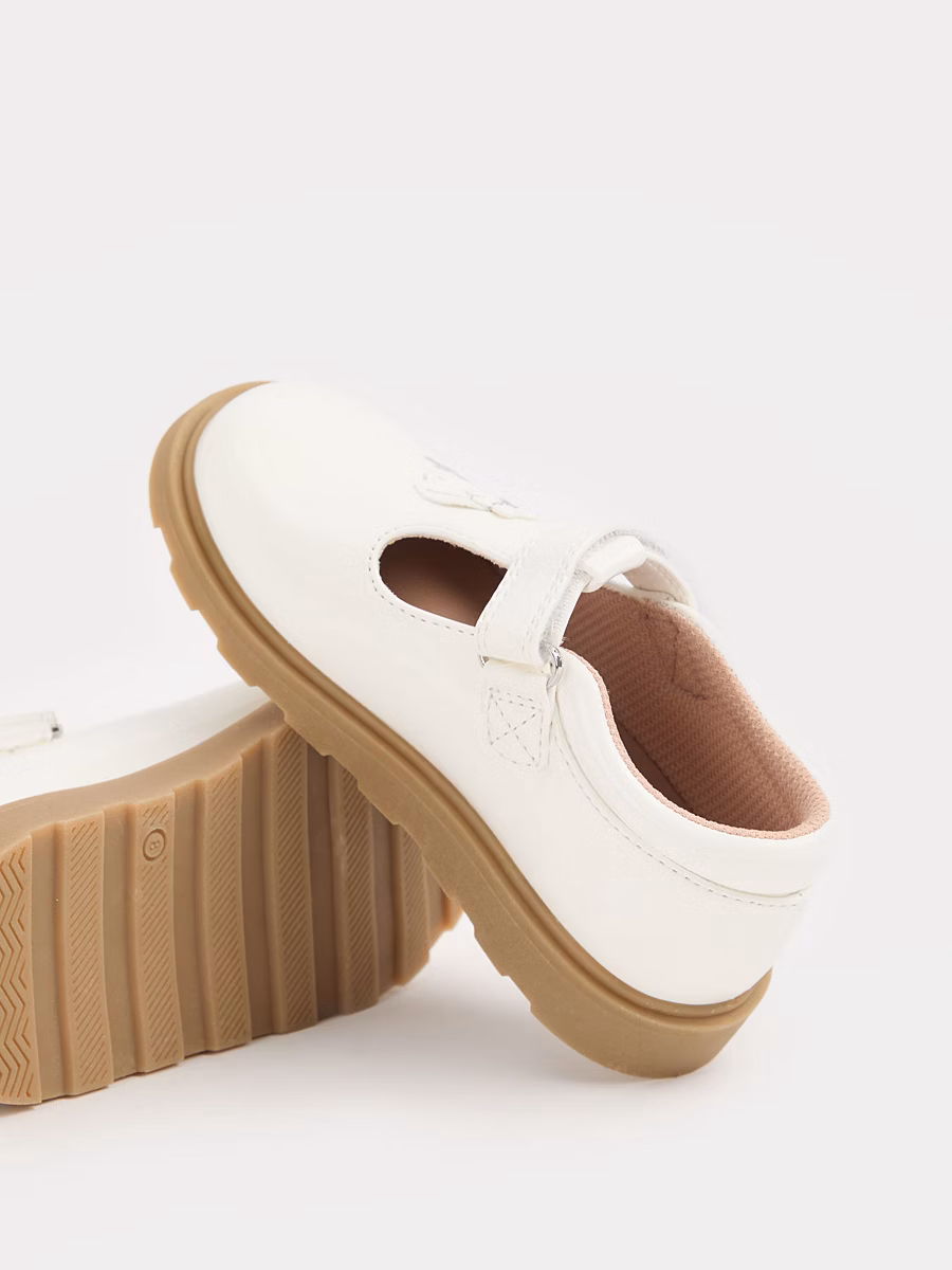 White Floral Appliqué T-Bar Shoes detail 1