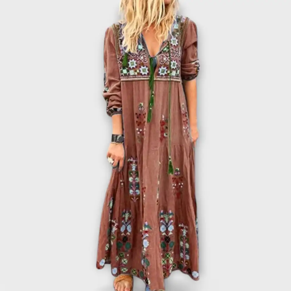 Linen Boho Maxi Dress