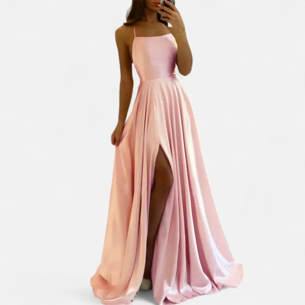  Strappy Slit Maxi Dress