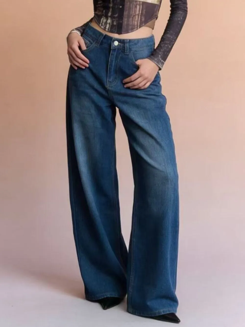 Polished High-Waisted Wide Leg Jeans