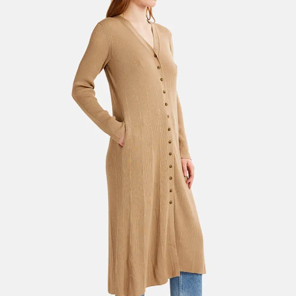 Ribbed Wool Knit Cardigan