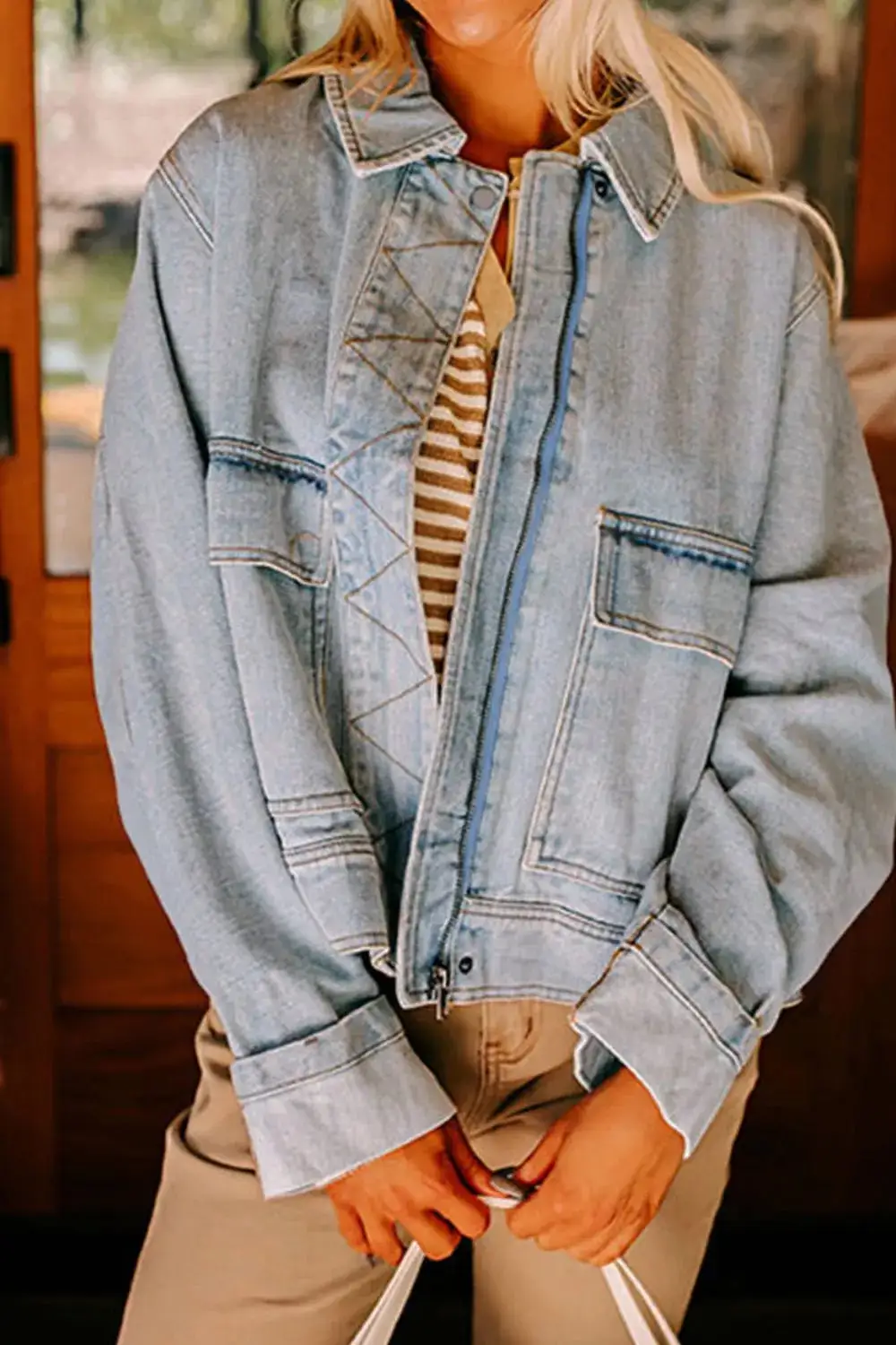 Zip Up Drop Shoulder Jacket