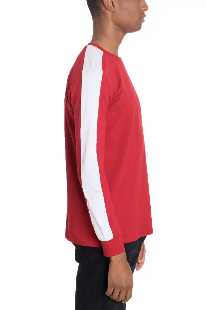 Long-sleeved color-blocked T-shirt