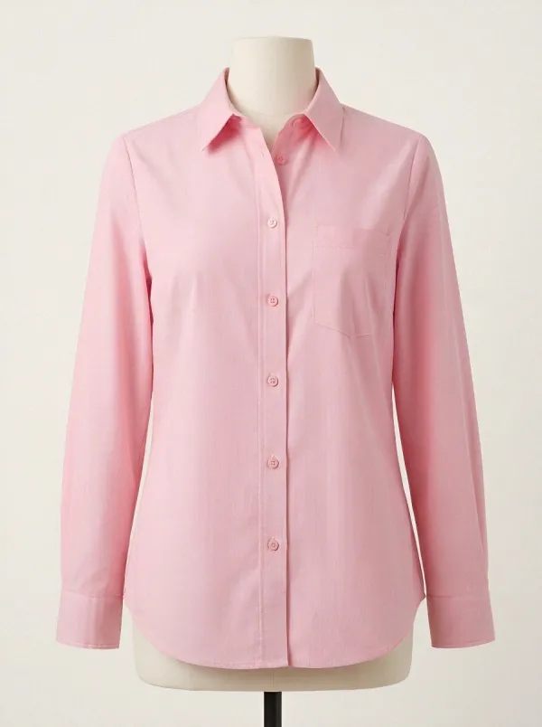 Women's Business Casual Light Blue Striped Button Down Shirt