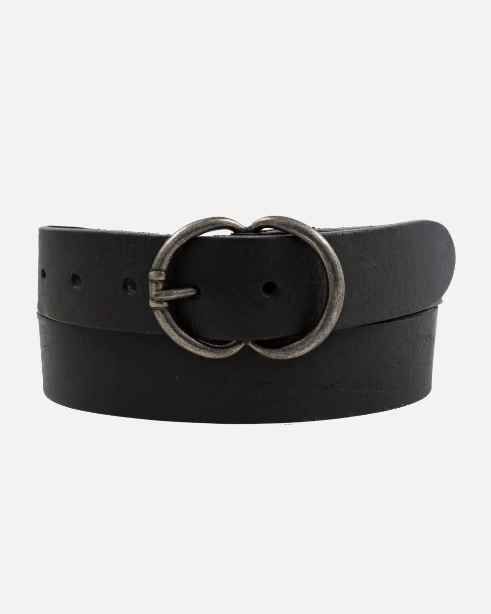 Double C Ring Buckle Leather Waist Belt