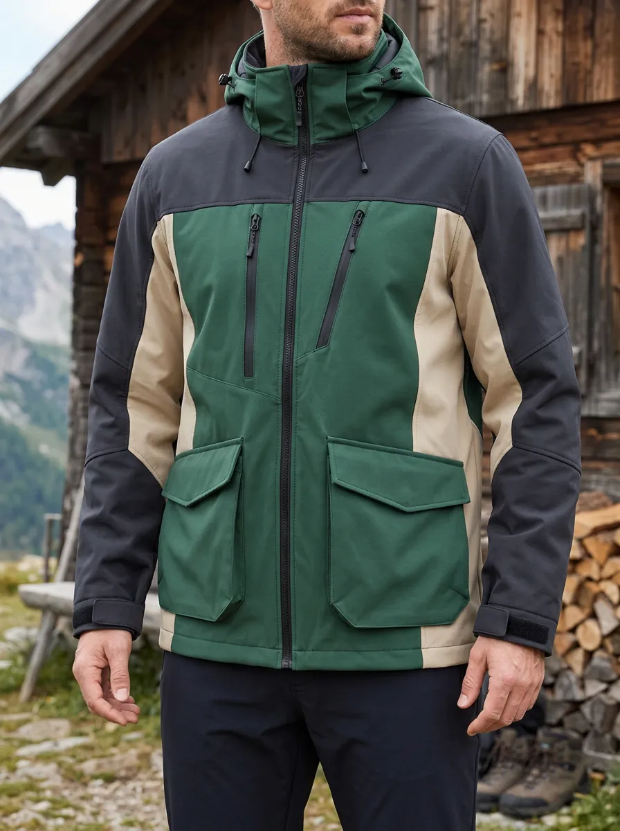 Men's Peak Hiking Outdoor Colorblock Printed Jacket