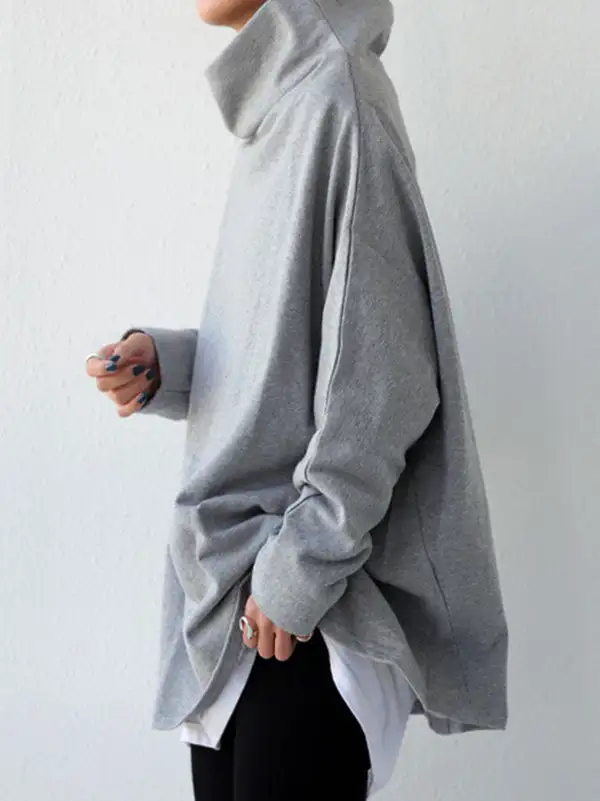 Urban High Neck Long Sleeve Oversize T-Shirt