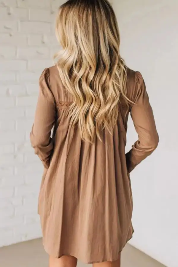 Lace Button Front Mini Dress