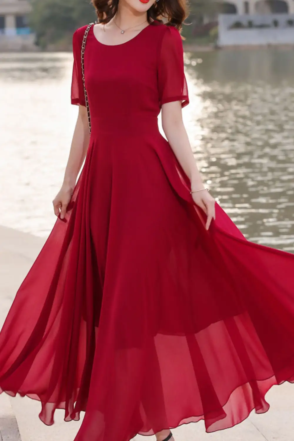 Refined Chiffon Fit And Flare Maxi Dress