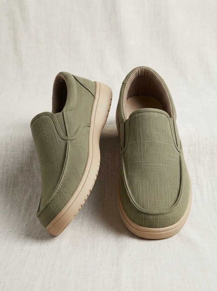 Comfort Slip-On Textured Look Men's Stretch Canvas Shoes