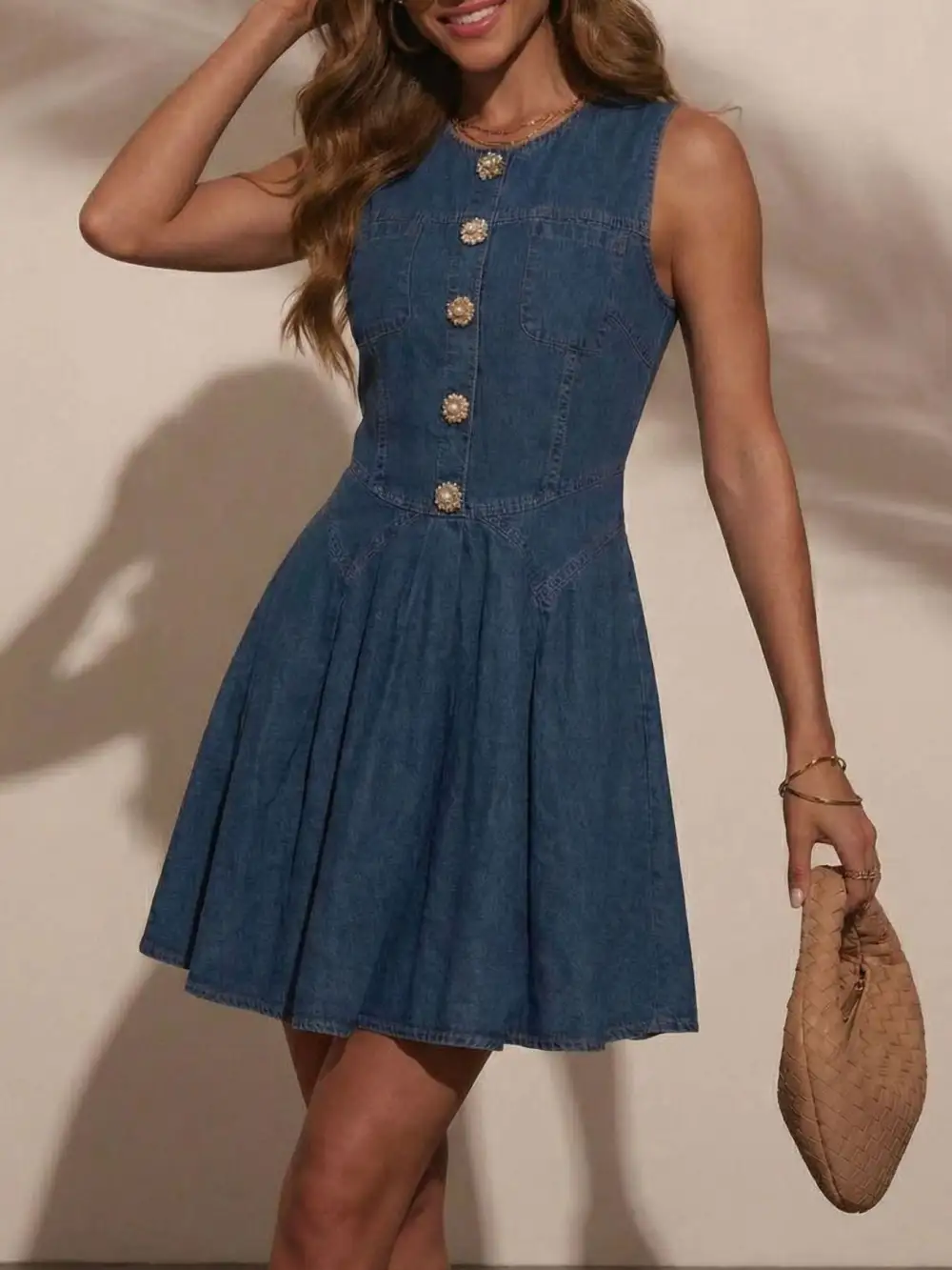 Denim Sleeveless Dress Casual