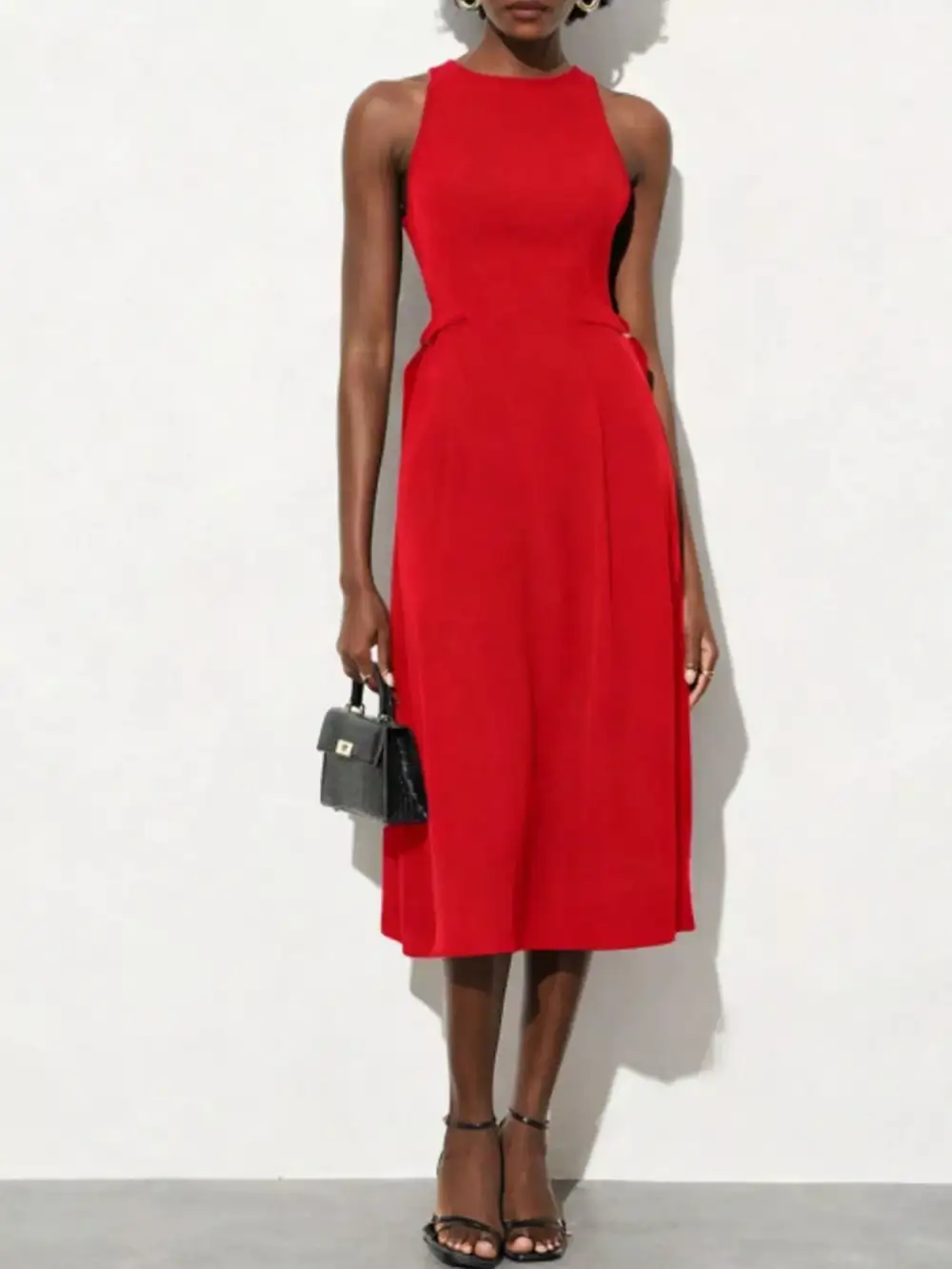 Sleeveless Solid Midi Dress