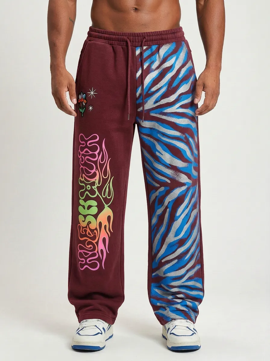 Men's Streetwear Zebra Flame Graphic Printed Joggers