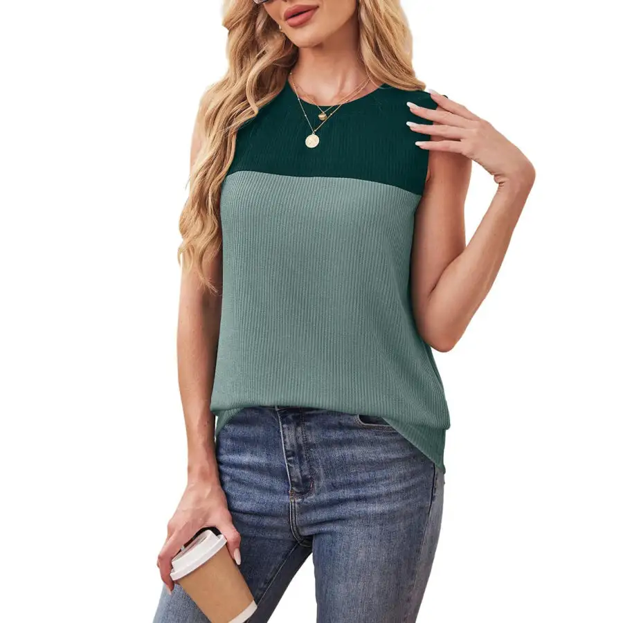 Color Block Round Neck Tank