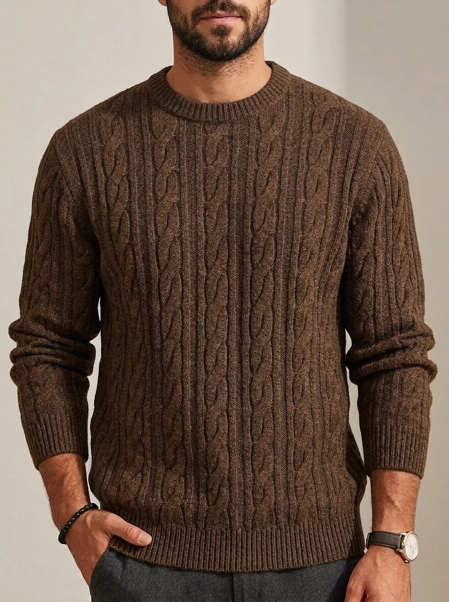 Men’s Ribbed Cable-Knit Weekend Sweater