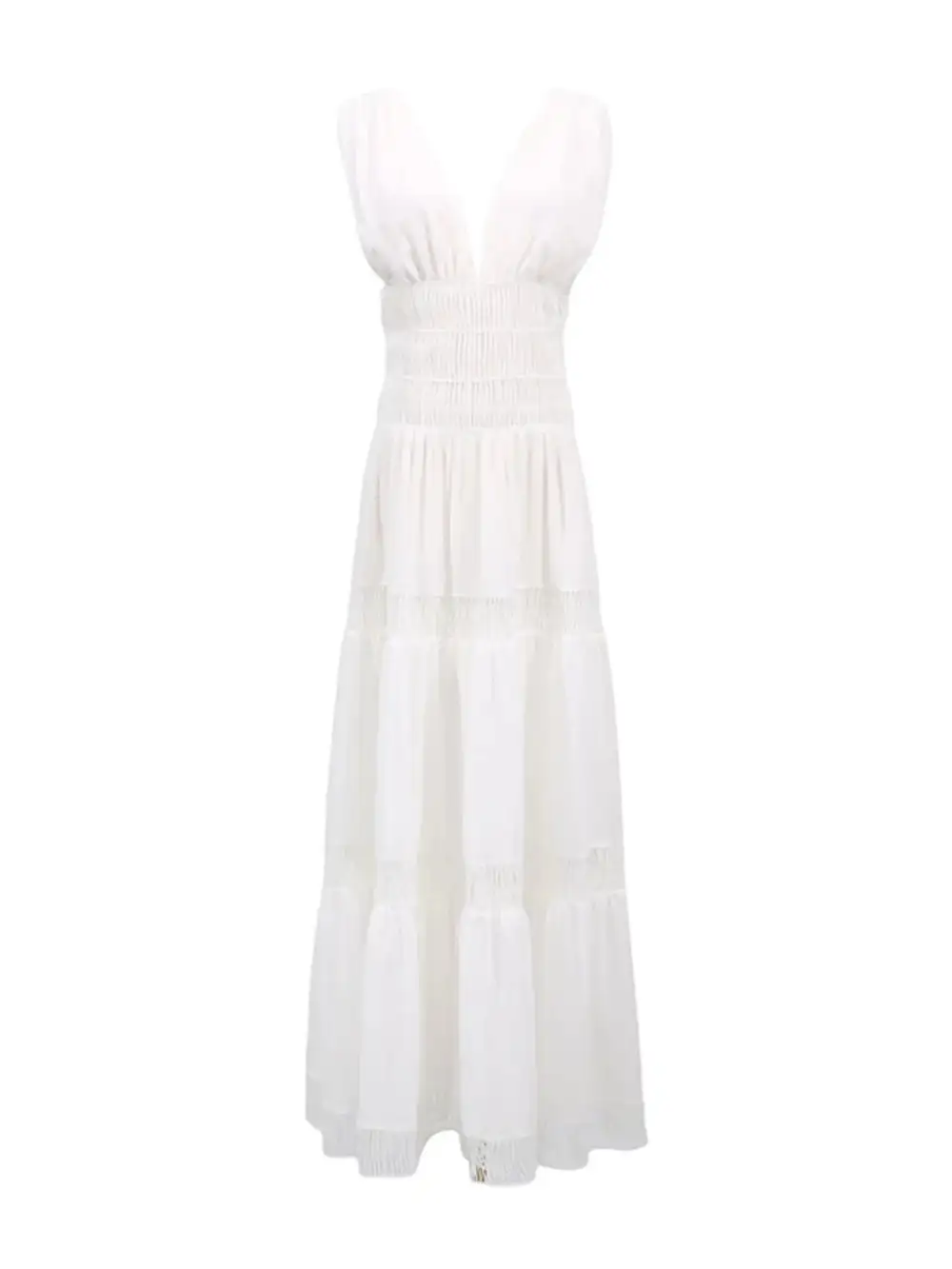 V Neck Tiered Sleeveless Maxi Dress