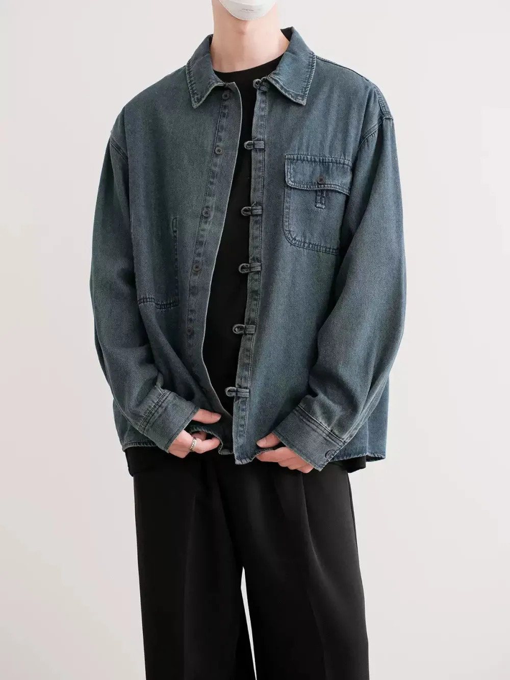 Faded Button-Up Denim Shirt