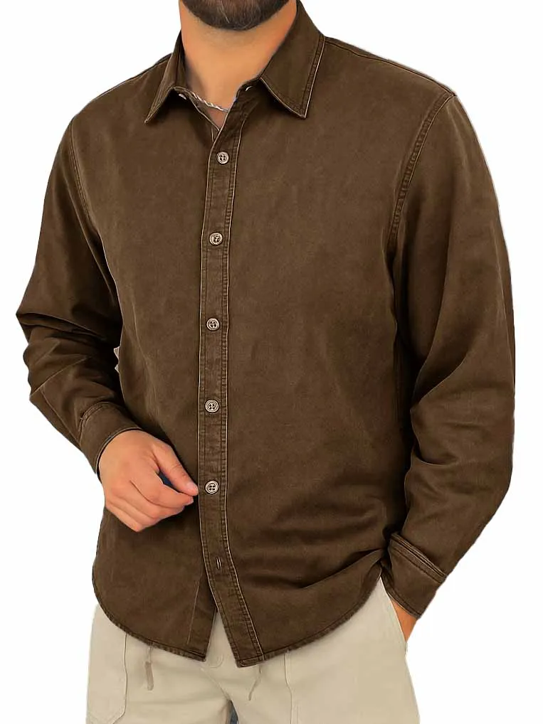 Comfort Fit Long Sleeve Camp Collar Shirt