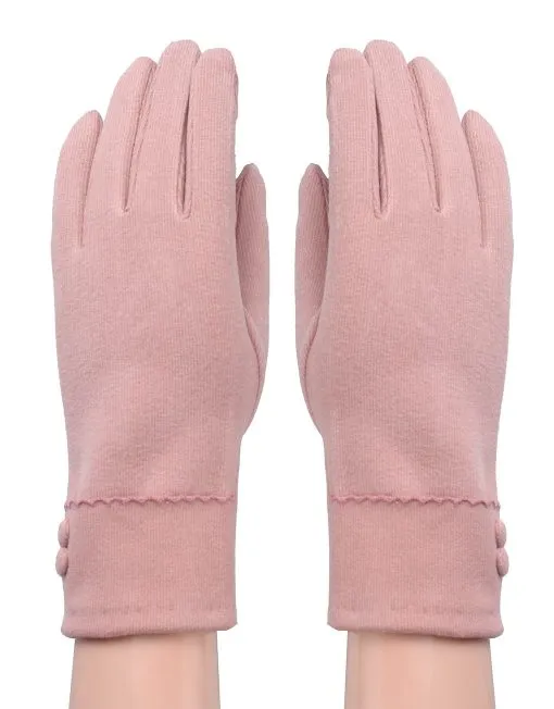 Button Detail Suede Gloves