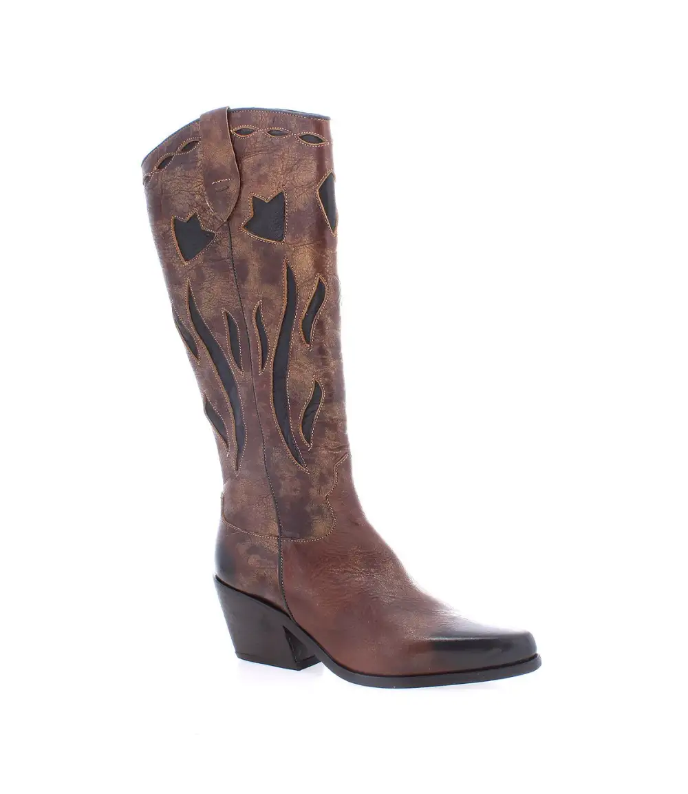 Floral-Stitched Pointed-Toe Western Boots