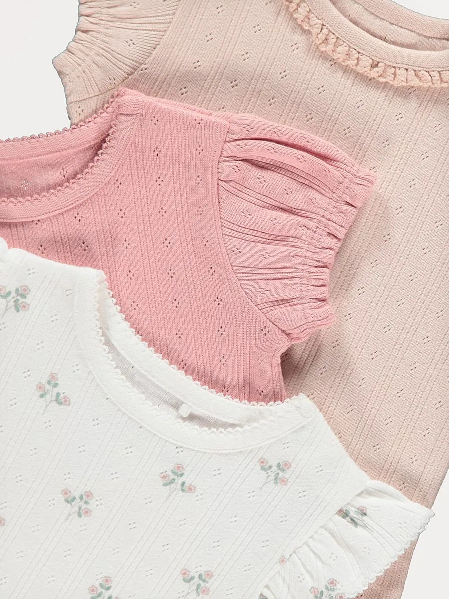 Pink Pointelle T-Shirts 3 Pack