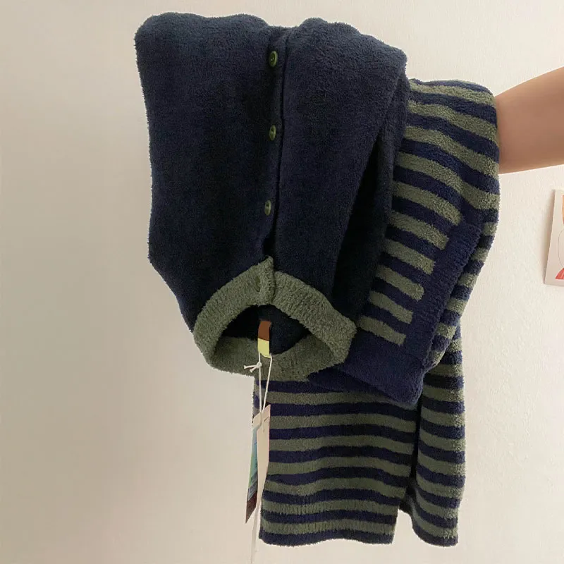 Striped Fleece Lined Lounge Set