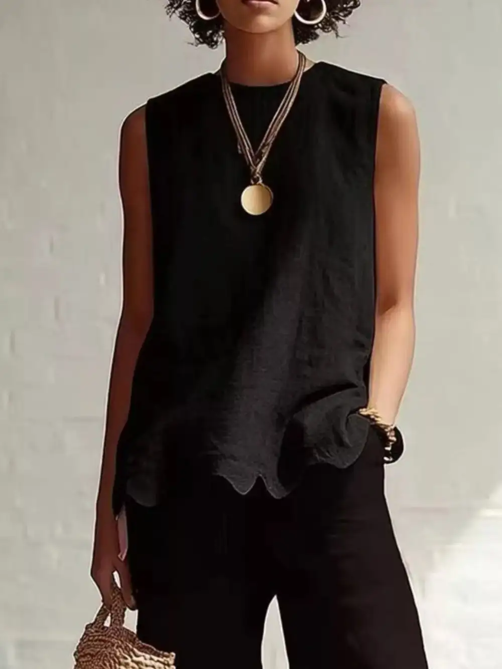 Buttoned Ruffled Tank Top
