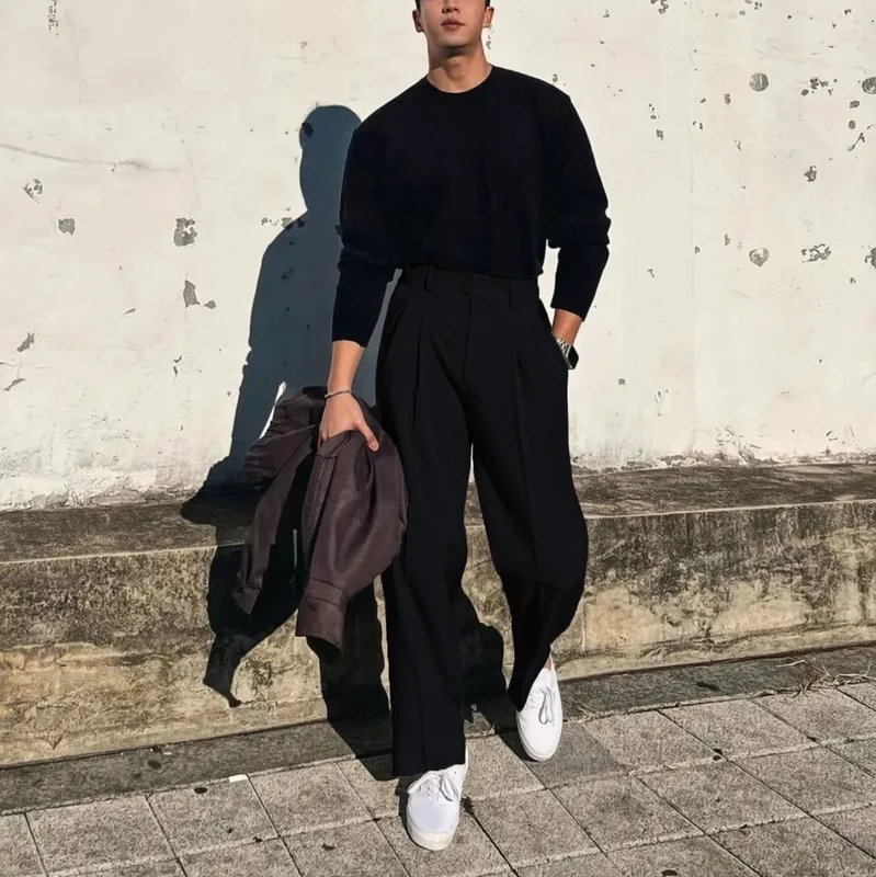 Vintage Linen High-Waist Straight Trousers
