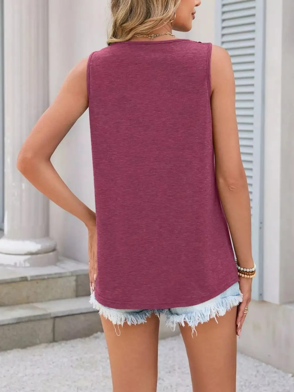 Lace Trim Sleeveless Tank Top