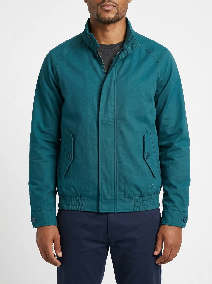 Men's Casual Military Style Olive Green Zip-Up Bomber Jacket