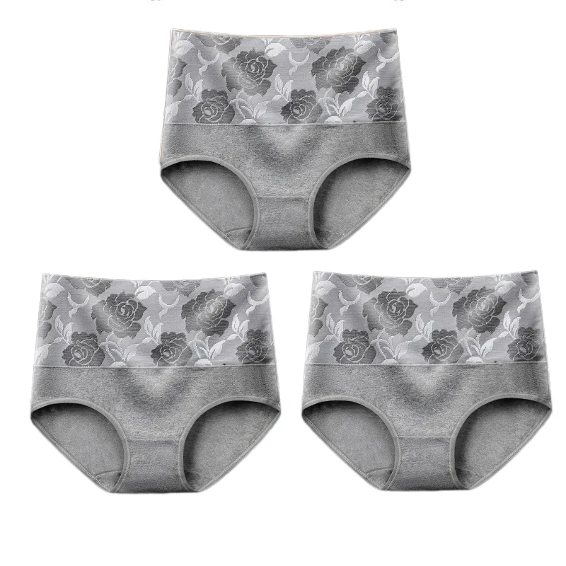 (🔥Last Day Promotion-SAVE 50% OFF) --Cotton High Waist Tummy Control Leak proof Panties Rose Jacquard Ladies Panty Multipack(3PCS/SET)-BUY 2 SETS GET 10% OFF & FREE SHIPPING