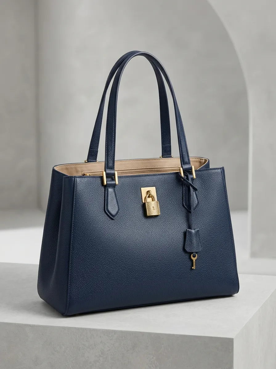 Top-Handle Textured Key-Charm Women's Tote Bag