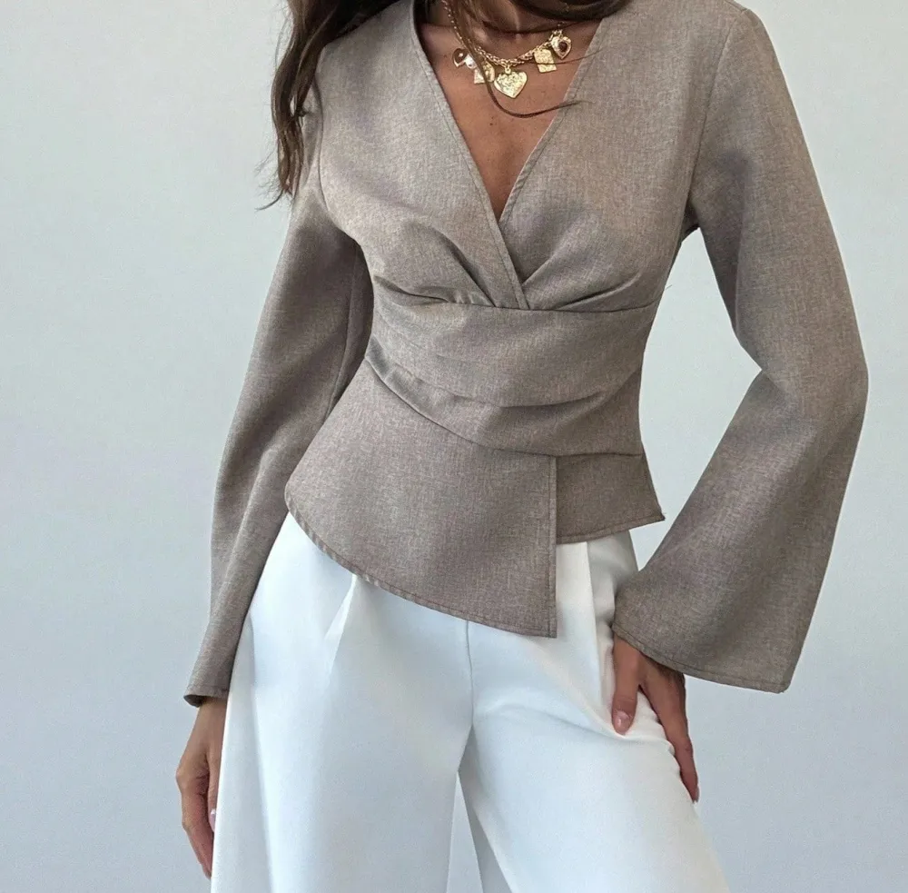 Asymmetric Flare Sleeve Blouse
